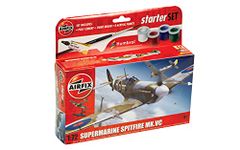 Airfix Starter Set - A55001 Supermarine Spitfire MkVc Model Building Kit - Plastic Model Plane Kits for Adults & Children 8+, Set Includes Decals, Paints, Brushes & Poly Cement - 1:72 Scale Model