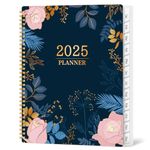 2025 Planner Weekly and Monthly - Jan 2025 - Dec 2025, 8.5" x 11" with Tabs, Large Agenda Planner with Spiral Binding, Flexible Cover - Blue