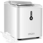 Countertop Ice Maker, 9 Thick Bullet-Shaped Ice Cubes Ready in 9 Mins, 26.5Lbs in 24Hrs, KUMIO Portable Ice Maker Machine with Ice Scoop and Basket for Home/Kitchen/Party, White