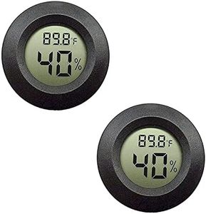 2-Pack Thermometer Hygrometer, EEEkit Humidity Temperature Meter Gauge with LCD Monitor Black Round Hygrometer Thermometer Indoor Outdoor Humidity Meter Gauge for Home Greenhouse Basement Babyroom
