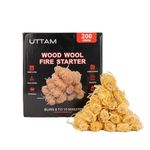 UTTAM - 200 Natural Wood Wool Firelighters - Fire Starters for BBQ, Stove, Fireplace, Fire Pit - Eco-Friendly and Easy to Use Firelighters (Wood Stoves, Smokers)