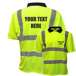 Personalised Custom Printed Yellow Hi Vis Polo Shirt Reflective Safety Vest Waistcoat, Conforms to EN20471 Class 2, High Visibility, By Brook Hi Vis, XLarge