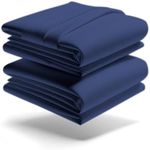 Mezzati Brushed Microfiber Waterbed Sheet Set - Ultra Soft and Lightweight for Ultimate Sleep Comfort, Wrinkle Free and Color Fade Resistant (Blue, King Attached)