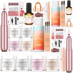 SAVILAND Acrylic Nail Kit - Drill & Acid-free Primer, Clear White Pink Nudes Powder & Liquid Set, Brushes, DIY Nail Extension Gifts for Beginners"