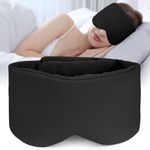 Hilph Sleep Mask, 100% Blockout Eye Mask for Sleeping, Fully Adjustable Handmade Cotton Sleeping Eye Mask with Pouch for Home Sleep Travel, Best Night Companion Eyeshade for Women Men - Black