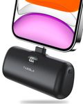 Taegila 5000mAh Portable Charger for iPhone with Built-in Cable, MFi Certified Compact Power Bank with LCD Display & LED Light for All iPhone Series 14/13/12/11/XR/X/SE/8/7/6 Pro Max (Black)