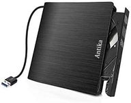 External CD Drive USB 3.0 Portable Slim External DVD Drive CD DVD +/-RW ROM Burner Writer/Player for MacBook Pro Laptop/Desktops Win 11/10/7/8.1 (Black) (Black) (Black) (Black)