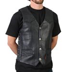 Hot Leathers Heavy Weight Leather Vest with Braided Detail (Black, Small)