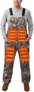 WUSTENKATZE Men's Heated Bib Overalls with Battery Pack, Camo, Large
