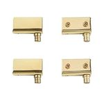 UFURMATE Pivot Hinge, 4Pcs Frameless Glass Door Gold Pivot Hinges Stainless Steel Glass Cabinet Door Clips with Pin Adjustable Clamp Hinge Replacement Kit for 3-8mm Free-Swinging Glass Door