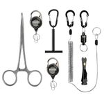 Booms Fishing FF3 7 PCS Fly Fishing Tools Kit, Fishing Knot Tool and Line Clipper Retractor, Magnetic Net Release with Lanyard, Fly Fishing Tippet Spool Holder, Hook Remover Forceps