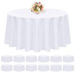 12 Pack Round Tablecloth 90 Inch - White Polyester Table Cloth for Round Table, Premium Stain and Wrinkle Resistant Washable Fabric Table Cover for Wedding Party Banquet Restaurant Reception