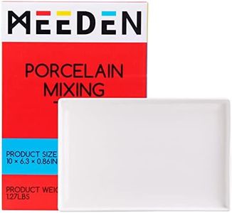 MEEDEN Ceramic Artist Painting Palette, Porcelain Mixing Tray Large Paint Palette for Watercolor Gouache Painting, Large Mixing Area White Rectangle Tray for Painting Large Artwork