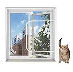 MOTT 50 Cat Proof Window Screen,Self-Adhesive Cat Protection Net with Zipper,Kitty Pet Anti-escape Safety Window Mesh Netting,Fly Mosquito Screen,Custom