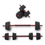 Fit Theory Adjustable Dumbbells - 66LBs Weight Set - Dumbbell Set Can Be Used as a Pair of Dumbbells or Converted into a Barbell - Weights for Home Gym with Limitless Fitness Workout Options