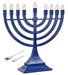 Zion Judaica Blue Electronic Hanukk