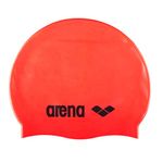 Arena Classic Unisex Soft Silicone Swim Cap for Women and Men, Intensive Training and Racing Comfortable Non-Slip Long Hair Swimming Hat, Fluorescent Red