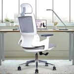 MRC EXECUTIVE CHAIRS ALWAYS INSPIRING MORE Comfy Cushion Ergonomic High Back Korean Mesh Office Chair|Adjustable Headrest,Lumbar Support,Adjustable Pu Armrests,Multi Lock Synchro Mech(Grey/White)