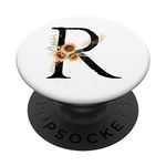 Sunflower Design With "R" Monogram for Girls on Light White PopSockets PopGrip: Swappable Grip for Phones & Tablets