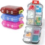 4 Pack Travel Pill Box, Small 10 Grid Compartments Pocket Pharmacy,Portable Medicine Container Case,Mini Daily Weekly 7 Day Pill Organiser