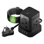 Lifelong Electronics Extension Board 7-in-1 with Switch | 4 AC Sockets + 3 USB Ports (2 Type A + 1 Type C) | Overload Protection | Desk Accessories & Multiplug Gadget | 2M Cord (Model: Cube)