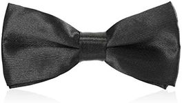 AWAYTR Boys Child Kids Bow ties - Adjustable Pre Tied Solid Color Wedding Party Bowties (Black)