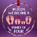 2024 - in 2024 We Became A Family of Four Crystal Ornament - New Family, First Christmas As Family of Three, Four Five, Family Parents Hanging Glass Ornaments Keepsake