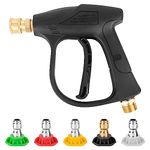 4350PSI High Pressure Washer Gun with 5 Water Nozzle Tip, Cleaner Gun Car Wash Water Gun for Car Cleaning Quick Release Car Washer Gun, Power Short Spray Gun M22 Metric Thread