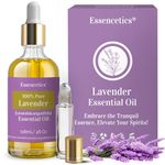 Essencetics Lavender Essential Oil Blend - 4oz Glass Bottle with Dropper & Roll on - Therapeutic Grade Pure & Organic Lavender Oil for Aromatherapy Skin Hair & Diffuser - Perfect for DIY Projects