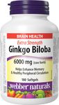 Webber Naturals Ginkgo Biloba 6000 mg, 180 Softgels, Helps Enhance Cognitive Function and Memory