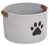 Xbopetda Round Cotton Rope Basket Pets Toy Storage Bin - Storage Chest for Dog Toys Laundry Basket Living Room Organizer Dog Stuff Box Storage (Gray)