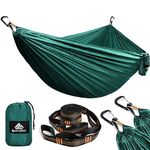 NATUREFUN Ultra-Light Travel Camping Hammock | 300kg Load Capacity,(300 x 200 cm) Breathable,Quick-drying Parachute Nylon | 2 x Premium Carabiners,2 x Nylon Slings Included | For Outdoor Indoor Garden