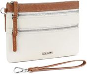 Telena Wristlet Wallets for Women Leather Clutch Purses Ladies Wallet Handbags RFID Blocking Card Holder Beige Brown