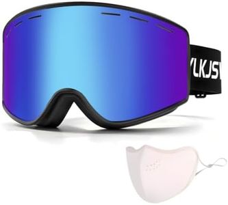 YLKJSWIM Ski Goggles for Men Women, Double-Layered Lenses Anti-Fog & Scratch Snow Goggles 100% UV Protection Snowboard Goggles for Adult & Youth, Snowmobile, Skydiving, Dog Sledding(Black&Blue)