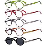 5-Pack Reading Glasses by Eyekepper: Spring Temple Vintage Mini Small Oval Round Reading Glasses Include Sunshine Readers +3.5