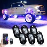 YiLaie RGB LED Rock Lights, 90 LED with Phone App/Remote Control for Timing Music Mode Kits, Waterproof Underglow for ATV RZR UTV SUV Off Road Car Motorcycle (6 Pods)