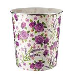 Homeshopa Plastic Waste Paper Basket Bin, 7.7Litre Floral Retro Round Trash Can, Lightweight Recycling Rubbish Bin Kitchen, Bedroom, Bathroom, Open-Top Garbage Dustbin, Lavender