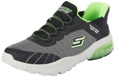 Skechers Boys Slip-On, Charcoal Textile/Black Synthetic/Trim, 12 UK