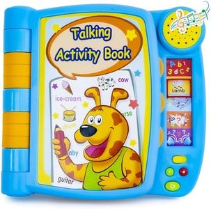 Talking Activity Book for 2 Years Old & Up - Sound Book with 5 Learning Activities Including Letters, Numbers, Quiz Game & Memory Match - Interactive Books for Babies with Fun Sound and Melodies