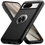 MMHUO for Google Pixel 8 Case,Dual Layer Military Grade Drop Protection Slim for Pixel 8 Kickstand Case with Hidden Ring Holder Shockproof Protective Phone Case for Google Pixel 8 5G (2023),Black