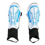 Optimum Velocidade Ankle Protect Shinguards - Strap Closure Hockey Shin Pads - Shin Protection Guard - Perfect Ankle Guard for Soccer, and Football - White/Blue, Medium