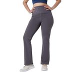 BlissClub Women The Ultimate Flare Pants with 4 Pockets | High Waisted Flared Pants | Polyester