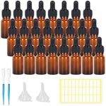 SuQurtom 24Pcs Amber Glass Dropper 