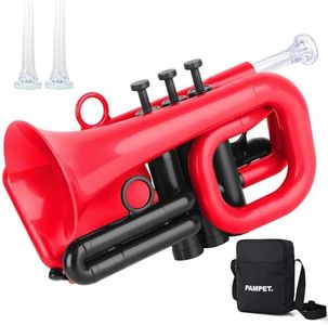 PAMPET DOLPHIN Pocket Trumpet Plastic Bb Trumpet Standard Trumpets for Student Beginner Bb Trumpets Instrument (Red)