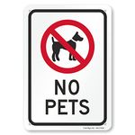 SmartSign Aluminum Sign, Legend "No Pets" with Graphic, 10" High X 7" Wide, Black/Red on White