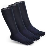 VWELL Toe Socks Cotton Athletic Running Five Finger Socks 3 Pairs,Size 7-11, Blue（3 Pairs）, 7-11