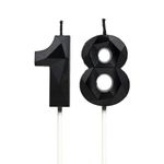 18th Birthday Candles, Black Number Candles Birthday Decoration, Happy Birthday Cake Toppers, for Birthday Parties Weddings Company Anniversaries (Black, 18)