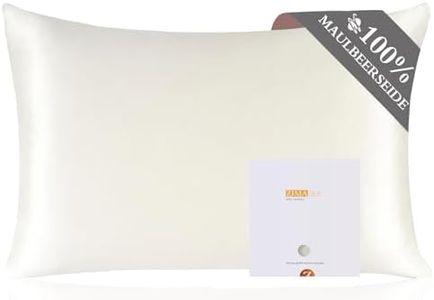 ZIMASILK Kissenbezug aus 100% Seide für Haare und Haut. Doppelseitige 19 Momme Reine Maulbeerseide Kissenhülle mit Reißverschluss, 1 Stück.(40x80 cm, Elfenbein)