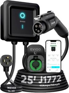 EVIQO Level 2 EV Charger – 40 Amp (9.6 kW) 240V – Wall EV Charger Level 2, NEMA 14-50 Plug, J1772 25' Cable, Enhanced Wi-Fi – UL, Energy Star and ETL Certified EVSE, Smart Car Charging Station – GEN 2
