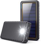 Solar Charger Power Bank 26800mAh,Solar Portable Panel Charger with 2 USB Output,Type C Input,LED Flashlight,Shockproof,External Battery Pack Cellphone Backup for iPhone,Samsung Galaxy Android,Outdoor